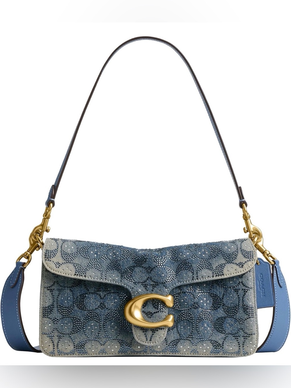 Tabby Shoulder Bag 26 Denim With Crystal Signature & Wallet New